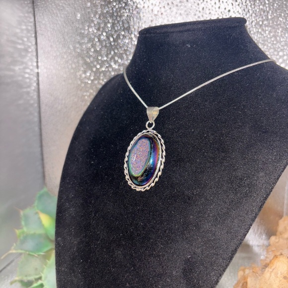 Iridescent Titanium Druzy Pendant for Communication Box 8 - Picture 2 of 3